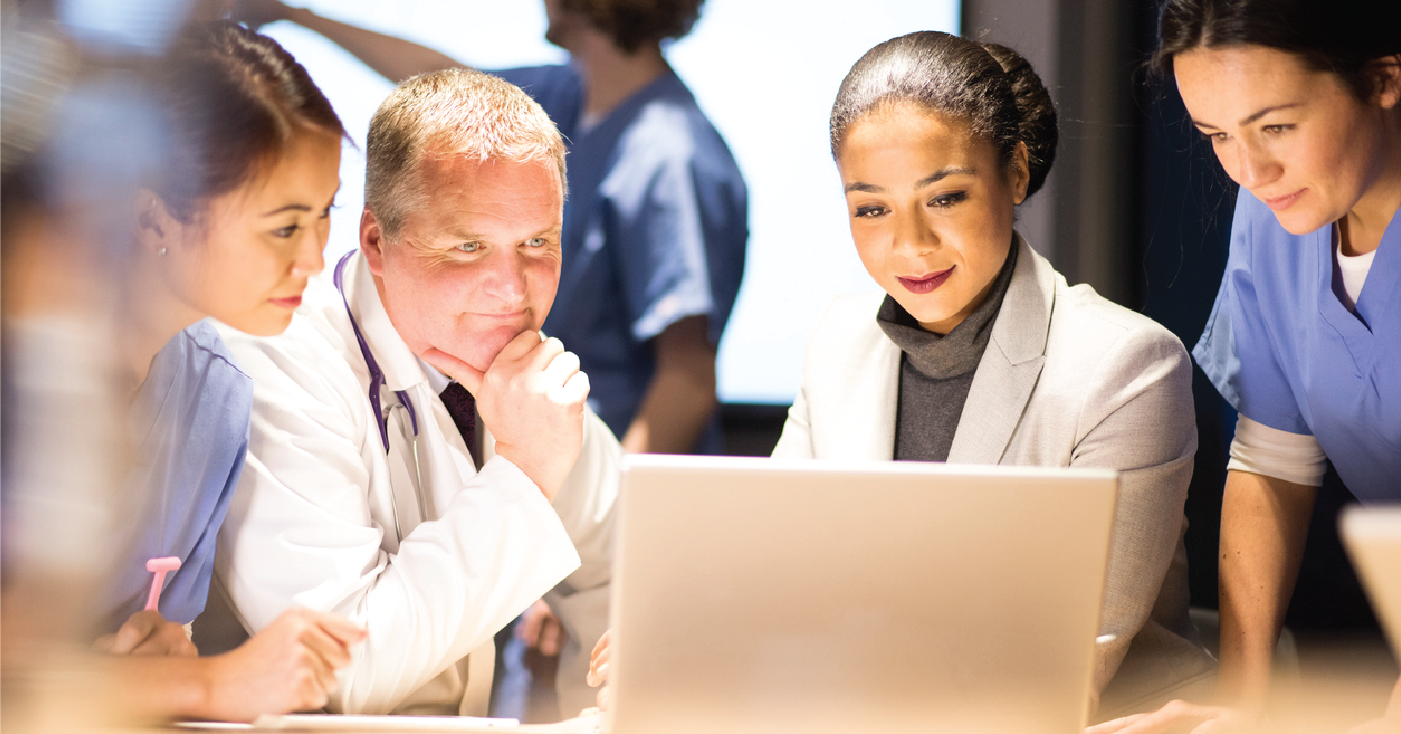 Group of doctors having a meeting - evaluating modern medical practice management strategies.